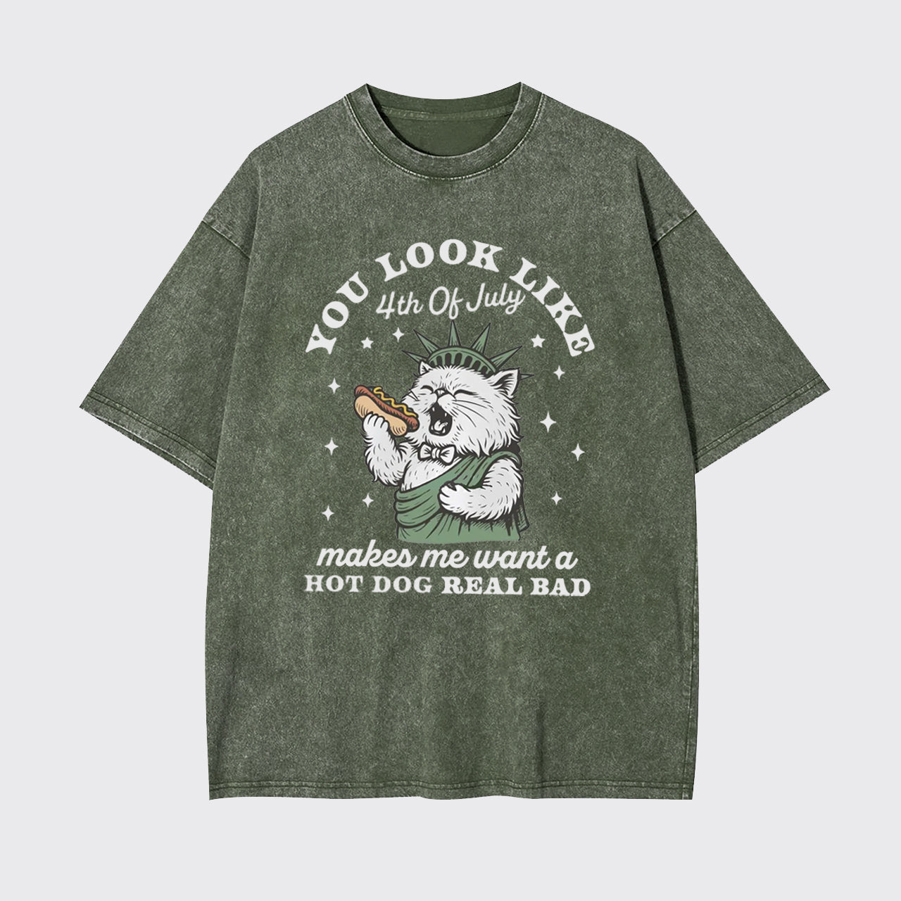 Funny Cat-You Look Like The 4th Of July Garment-dye Tees