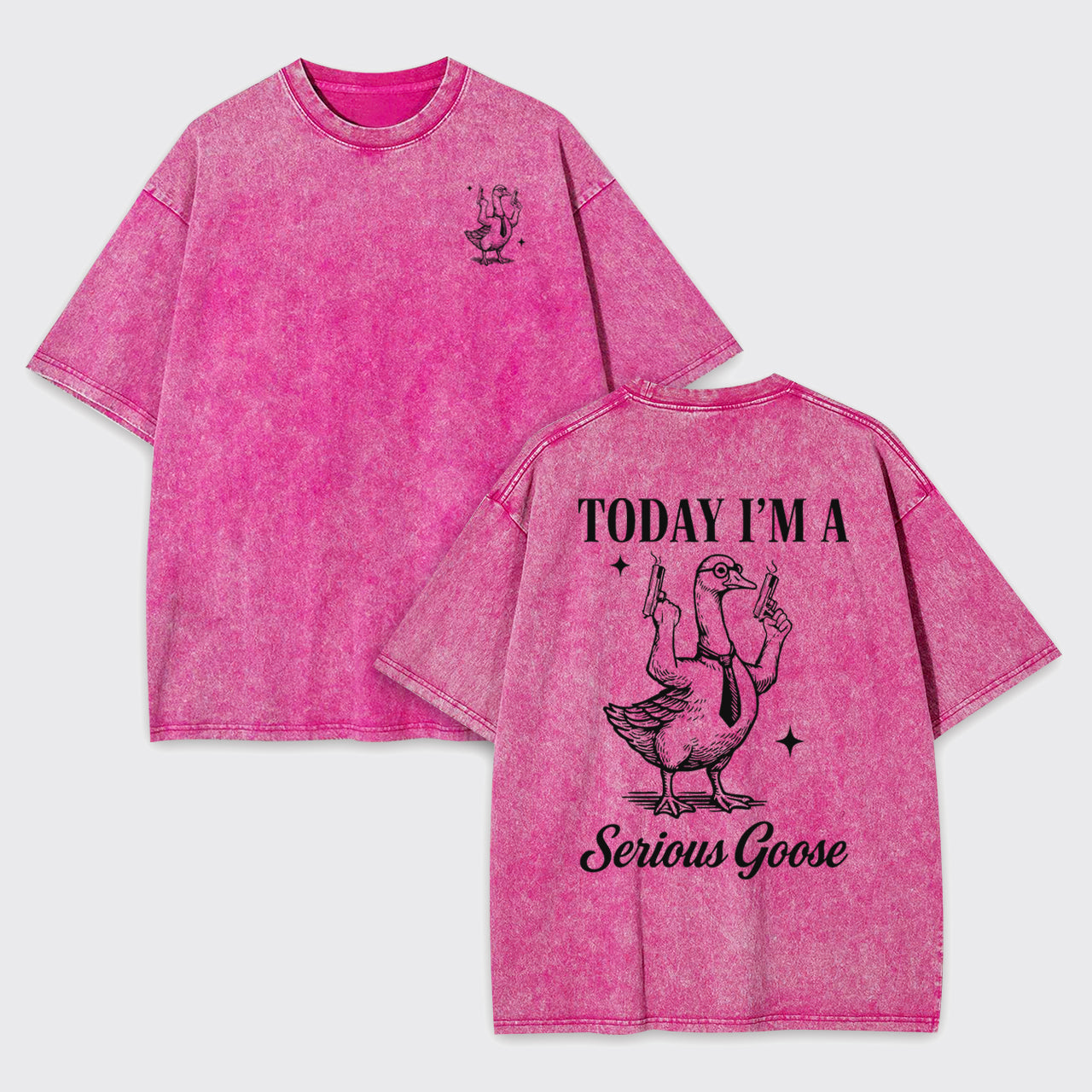Retro Silly Goose With A Tie Garment-dye Tees