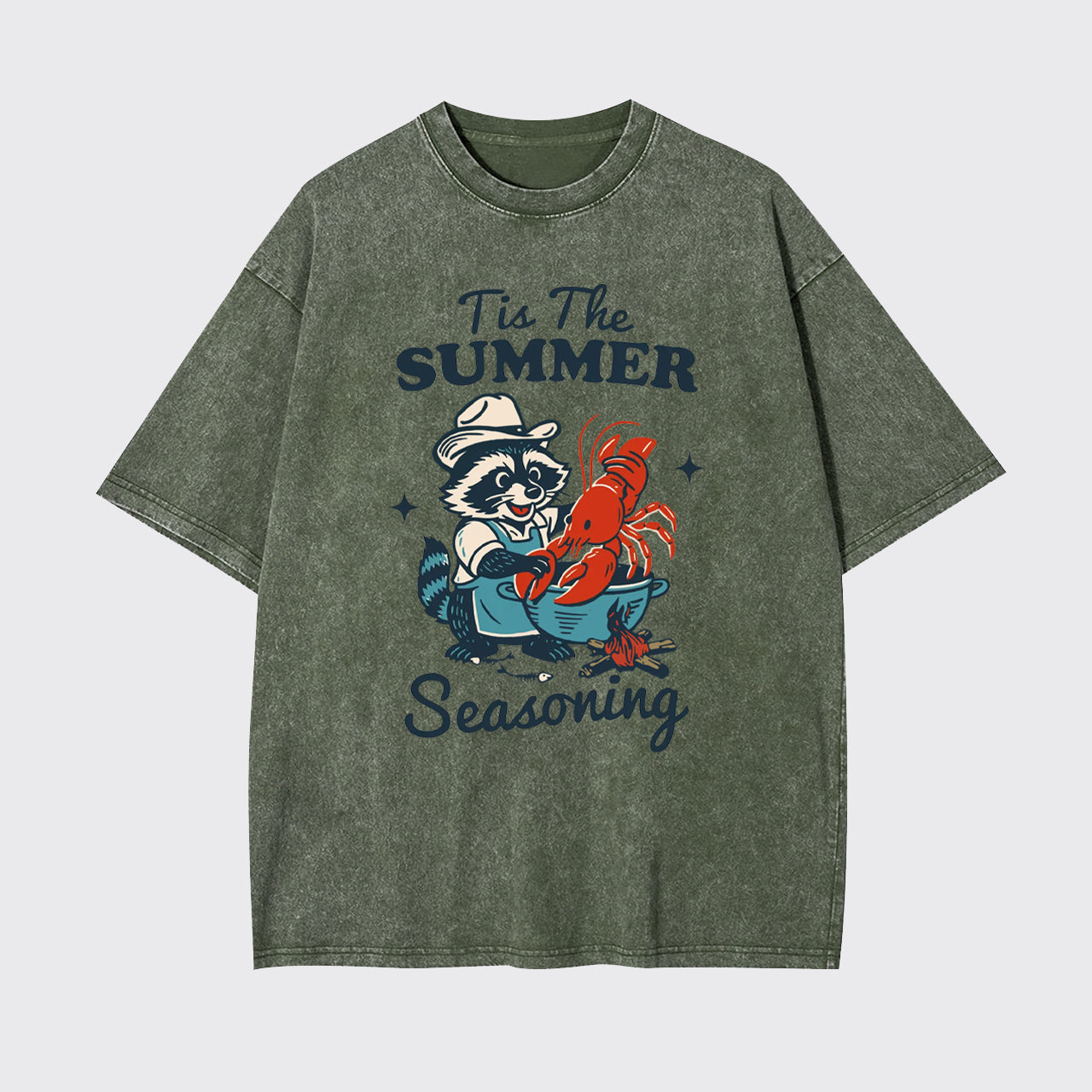 Funny Raccoon-Crawfish Boil Season Garment-dye Tees