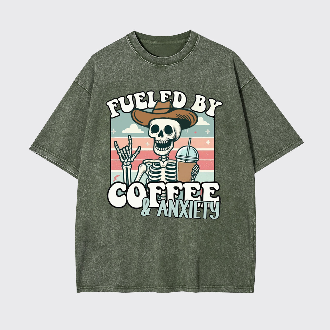 Fueled By Coffee And Anxiety Garment-dye Tees