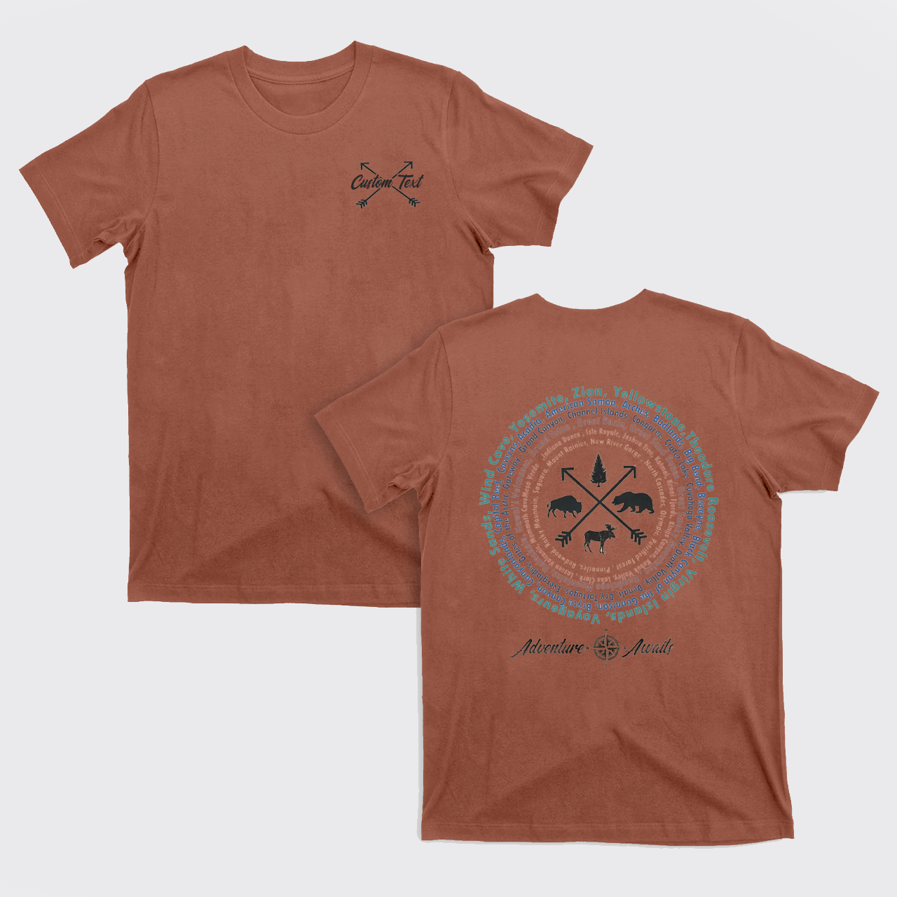 Personalized Compass And 63 National Park T-Shirts