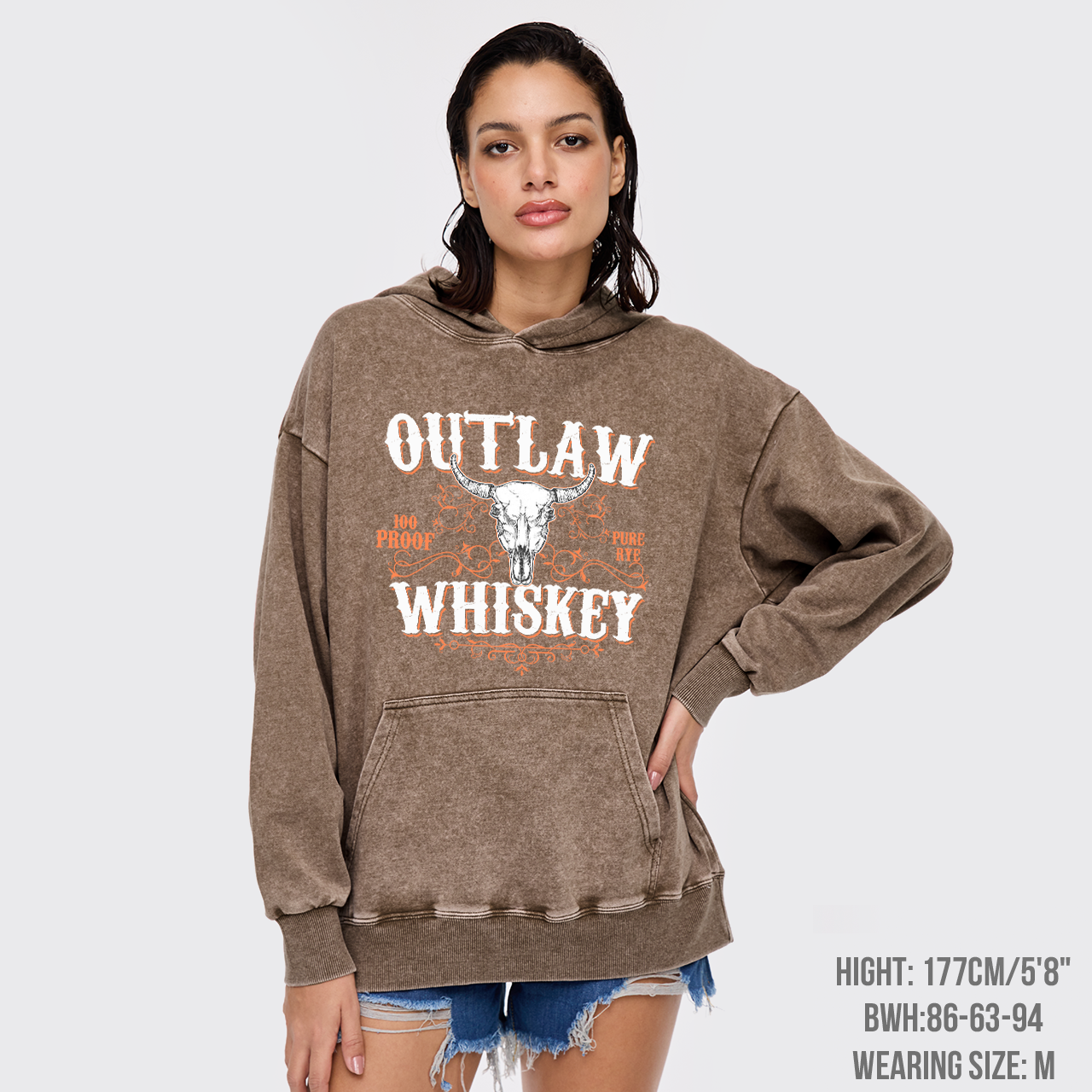 Outlaw Whiskey 100 Proof Pure Rye Garment-Dye Hoodies