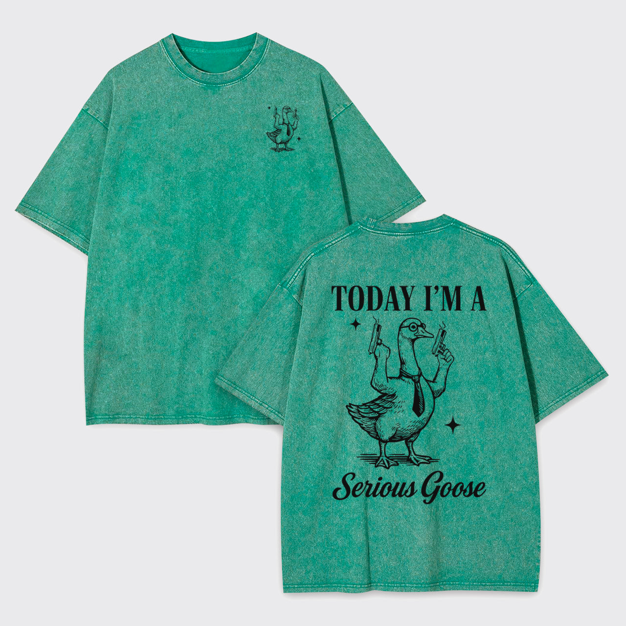 Retro Silly Goose With A Tie Garment-dye Tees