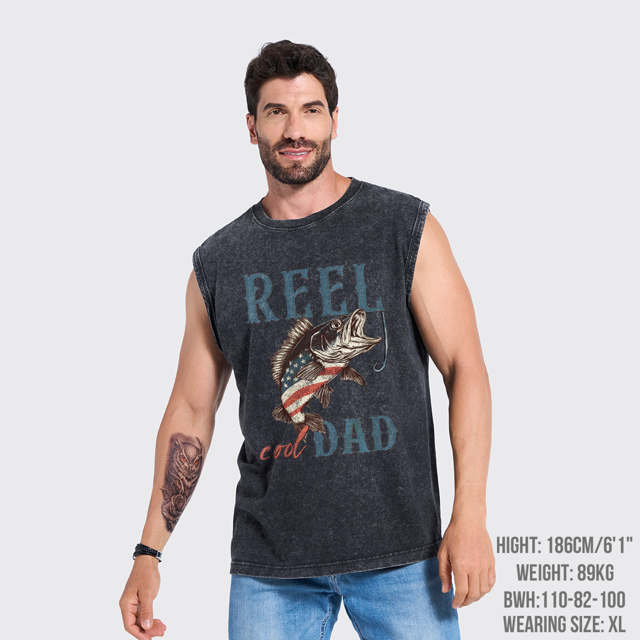 Reel Cool Dad-4th Of July Washed Tanks