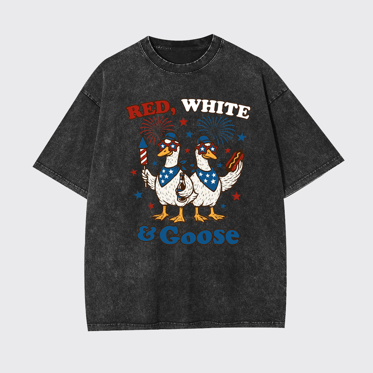 Patriotic Goose-Red White And Goose Garment-dye Tees
