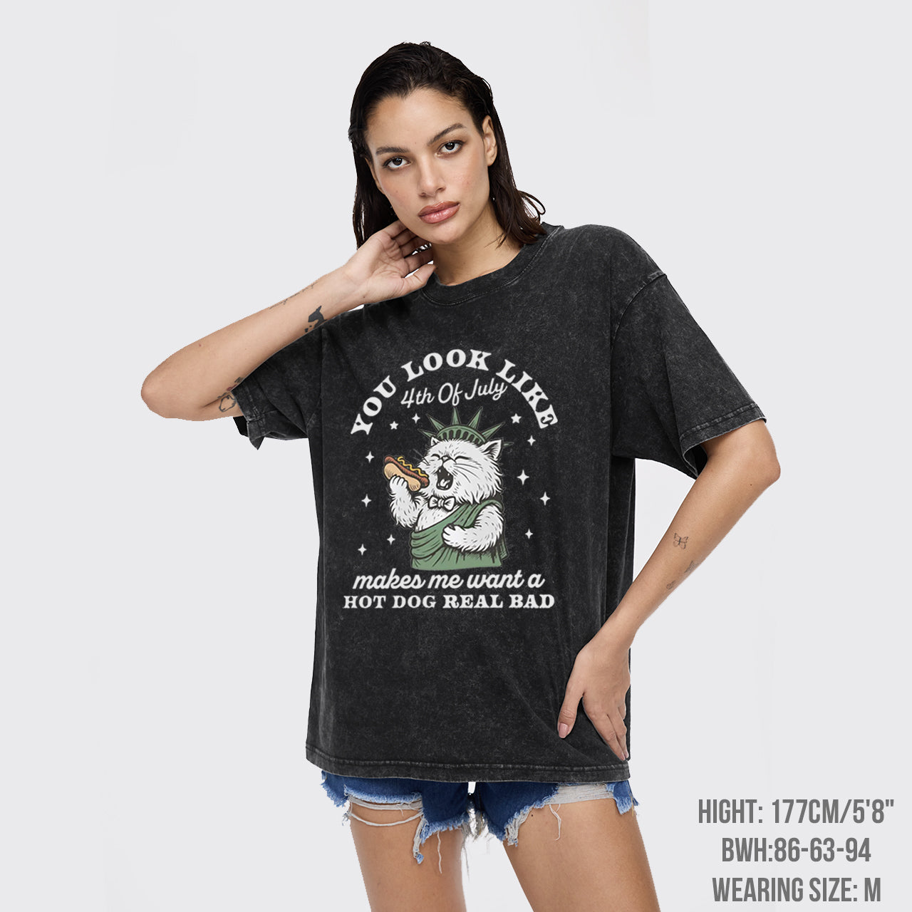 Funny Cat-You Look Like The 4th Of July Garment-dye Tees