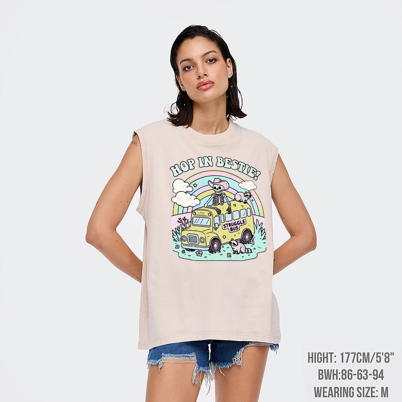 Mental Health-Struggle Bus Hop In Bestie Washed Tanks