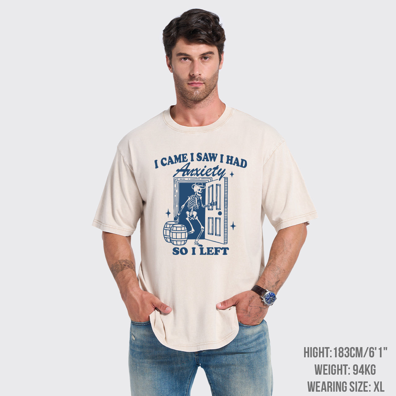 Mental Health-I Came I Saw I Had Anxiety So I Left Garment-dye Tees