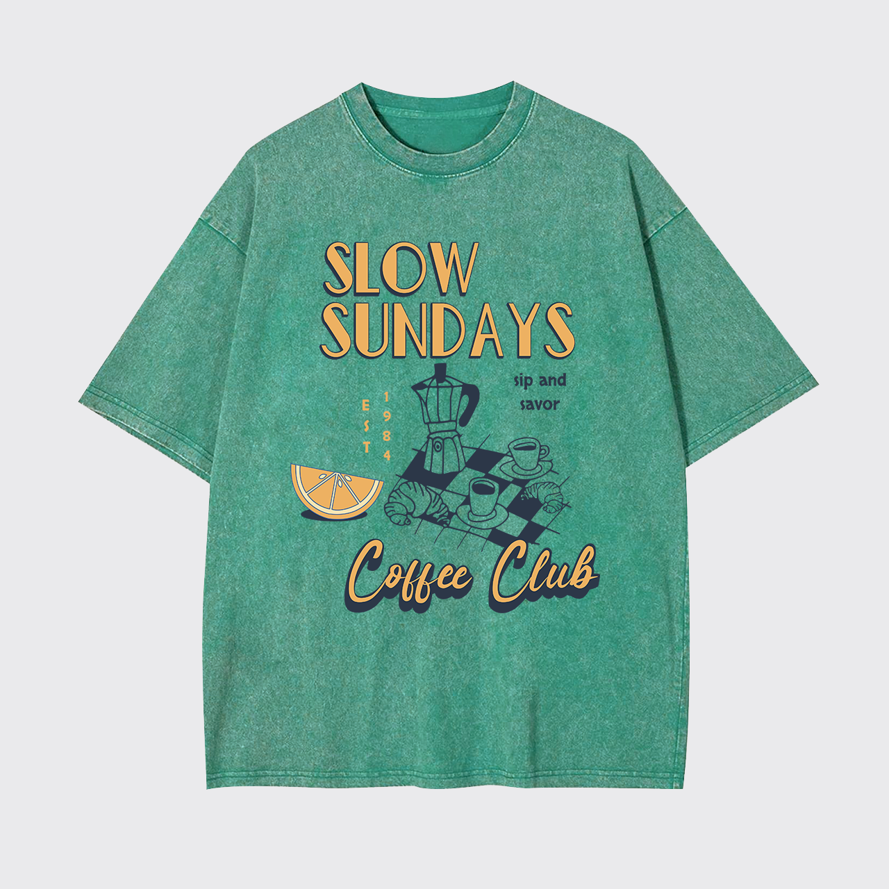 Retro Aesthetic Coffee Culture Garment-dye Tees