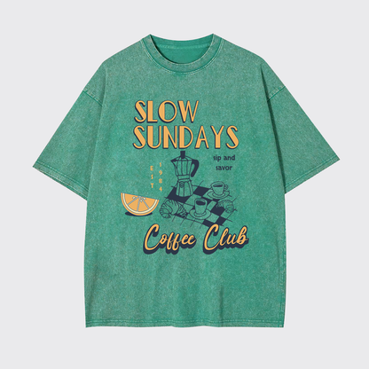 Retro Aesthetic Coffee Culture Garment-dye Tees