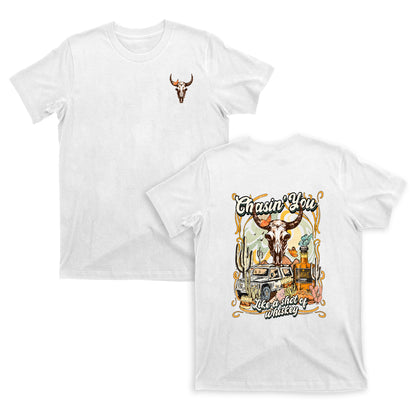 Western Boho Cow Skull  Whiskey Drinking T-Shirts