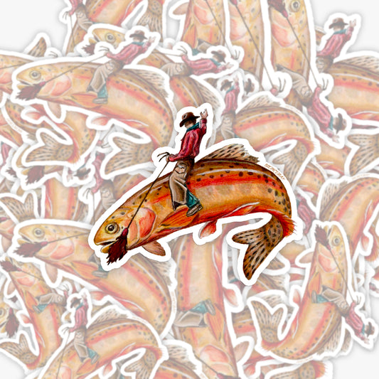 Golden Trout Cowboy Sticker 