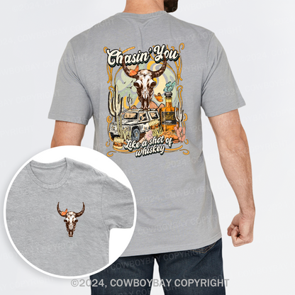 Western Boho Cow Skull  Whiskey Drinking T-Shirts