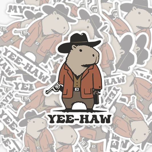 Funny Capybara Cowboy Sticker 