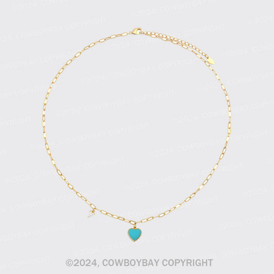 Blue Heart Collar Chain Necklace