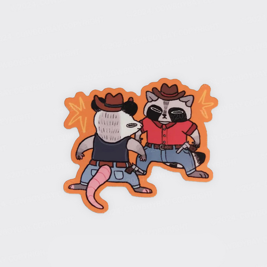 Raccoon And Opossum Cowboy Duel_Broncobay Fridge Magnet
