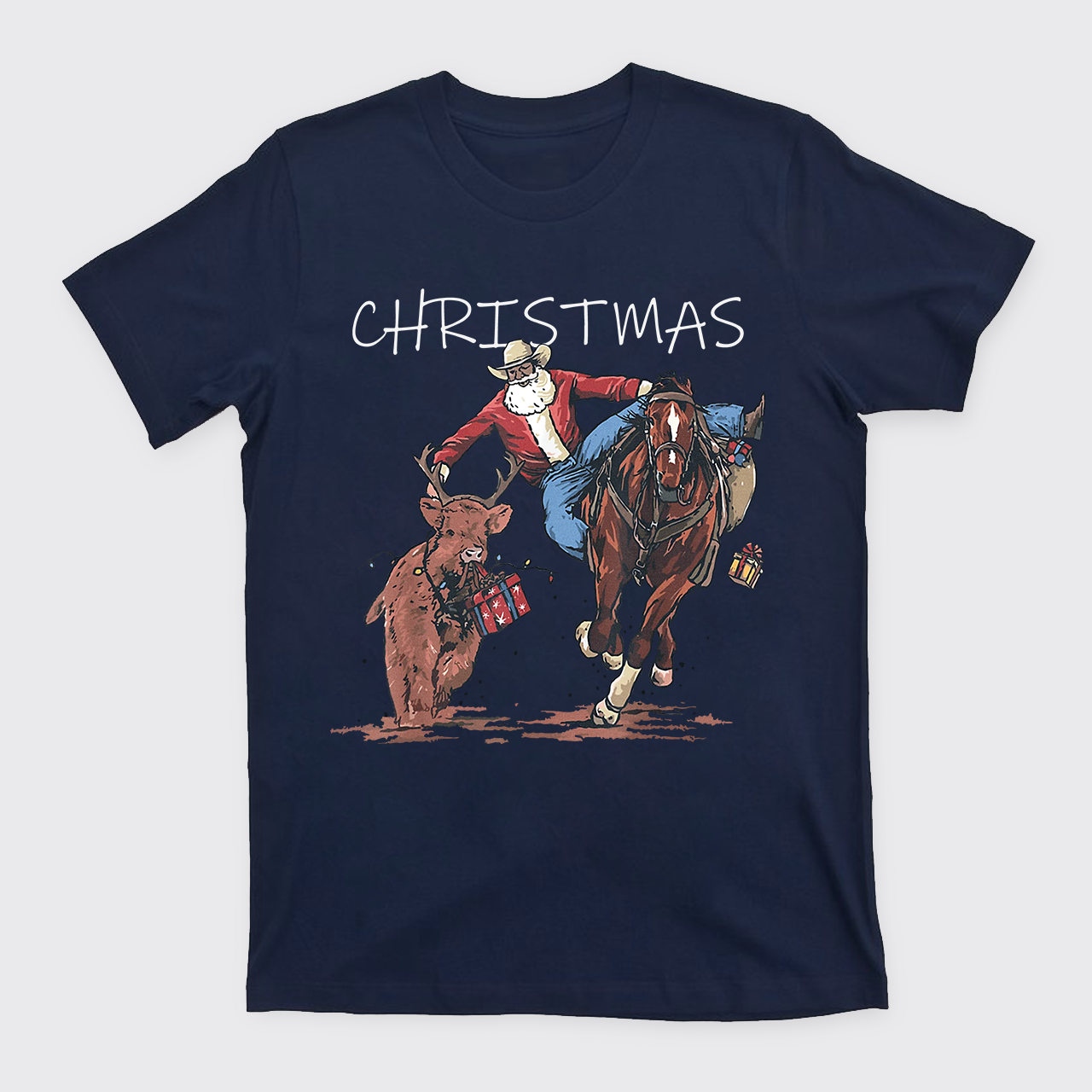 Cowboy Santa Claus Bullfight T-Shirts