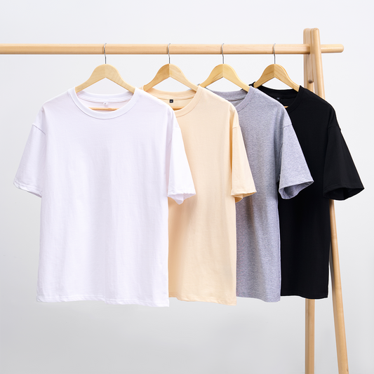Oversize T-Shirts 4 Pack:Black,White,Grey,Oatmeal