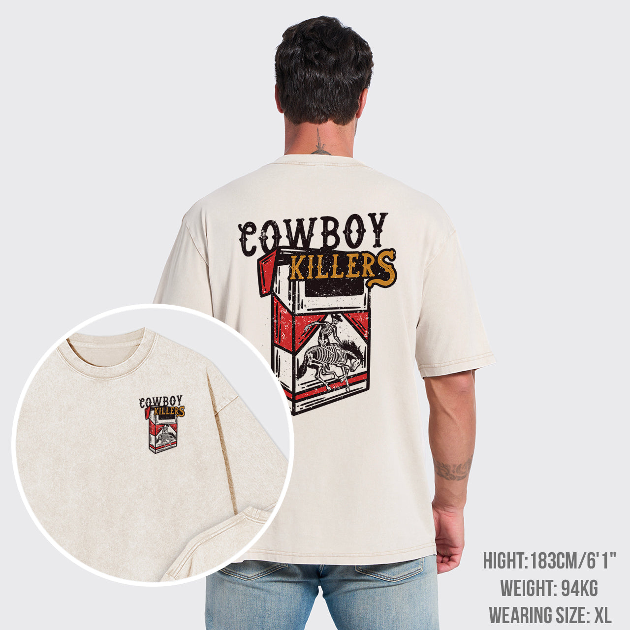 Cowboy Killers Double Sided Printing Garment-dye Tees