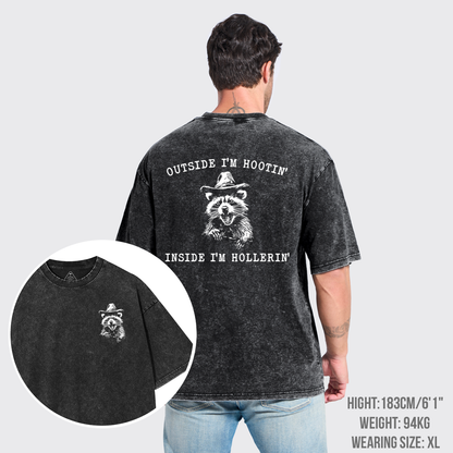 Outside I'm Hootin But Inside I Be Hollerin Garment-dye Tees