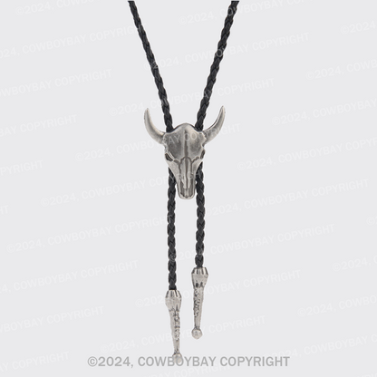 Vintage Tether Western Bull Head Necklace
