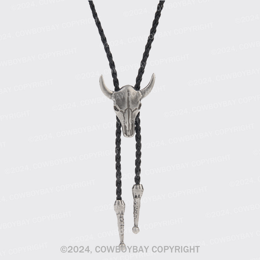 Vintage Tether Western Bull Head Necklace