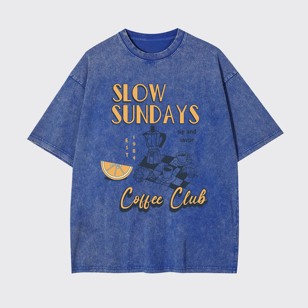 Retro Aesthetic Coffee Culture Garment-dye Tees