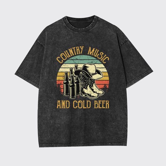 Country Music And Cold Beer Garment-dye Tees