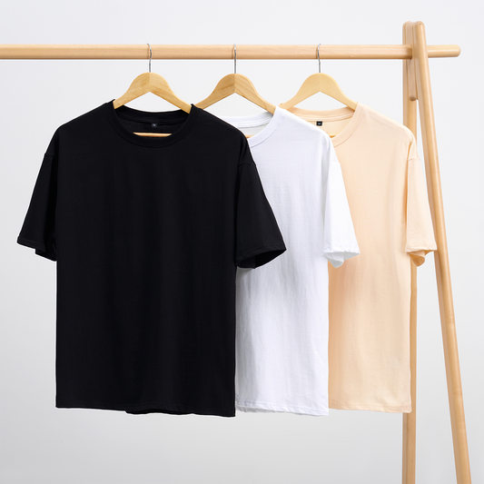 Oversize T-Shirts 3 Pack:Black,White,Oatmeal