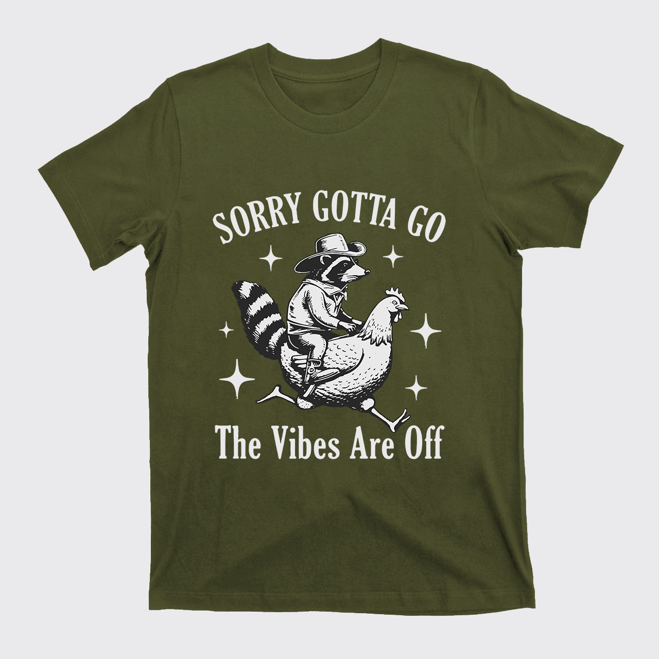 Cowboy Raccon Riding A Chicken T-Shirts
