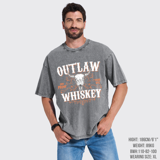 Outlaw Whiskey 100 Proof Pure Rye Garment-dye Tees