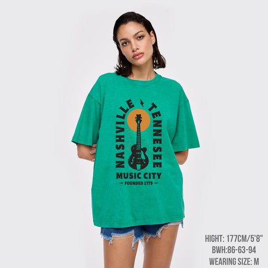 Nashville Tennessee Music City Guitar Garment-dye Tees