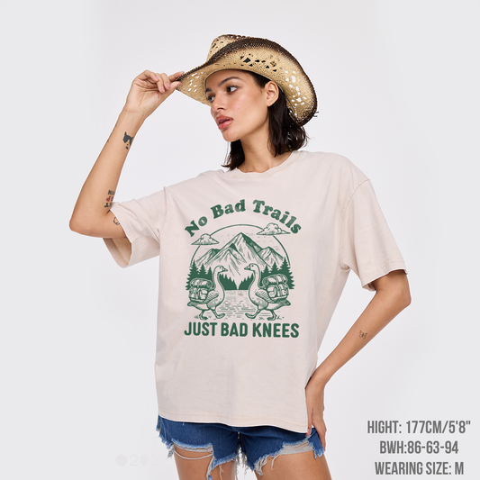 Hiking Goose-No Bad Trails Just Bad Knees Garment-dye Tees
