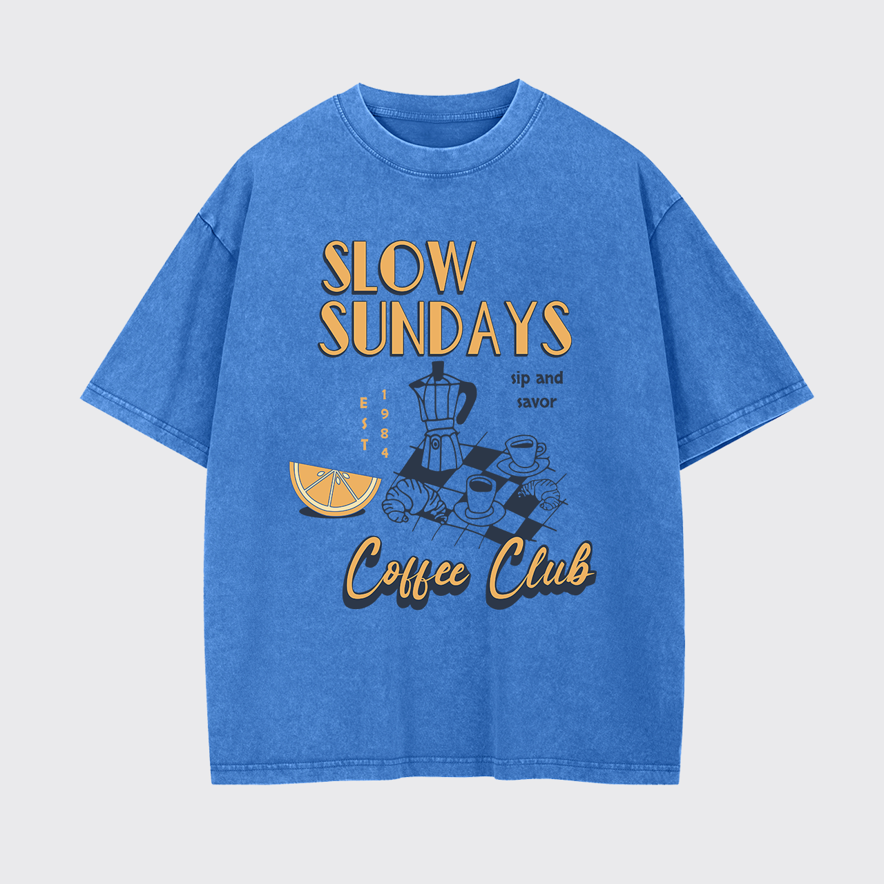 Retro Aesthetic Coffee Culture Garment-dye Tees