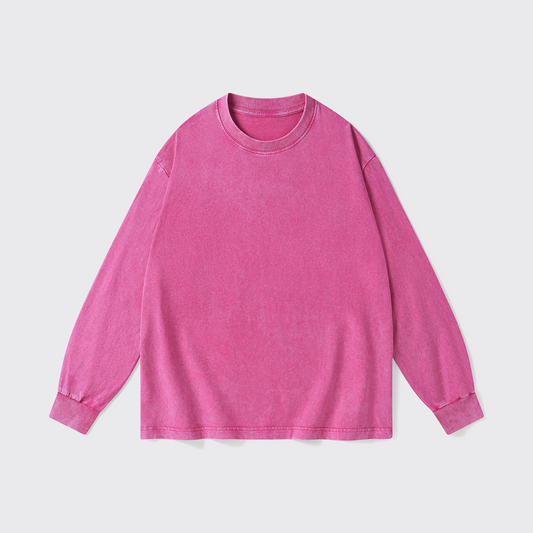 Washed Long Sleeves:Rose Red