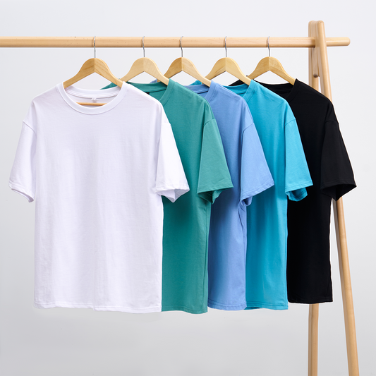 Oversize T-Shirts 5 Pack:White,Green,Powder Blue,Blue,Black