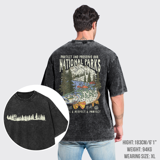 Respect The Local Wildlife Forest Hiking Garment-dye Tees