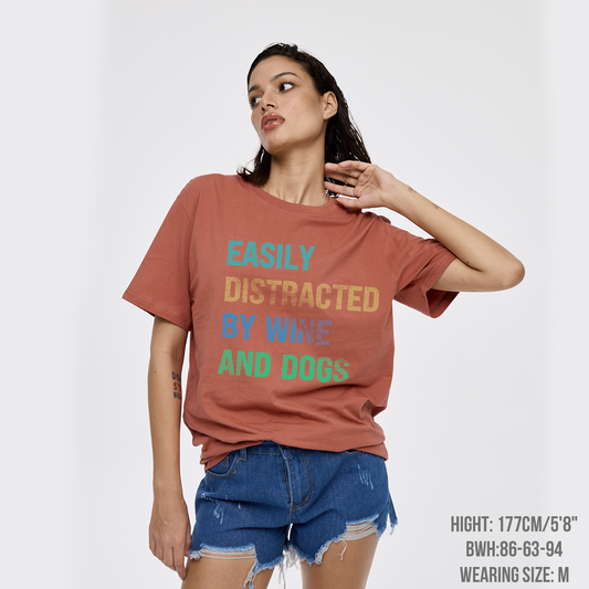 Personalized Easily Distracted by Wine And Dogs T-Shirts