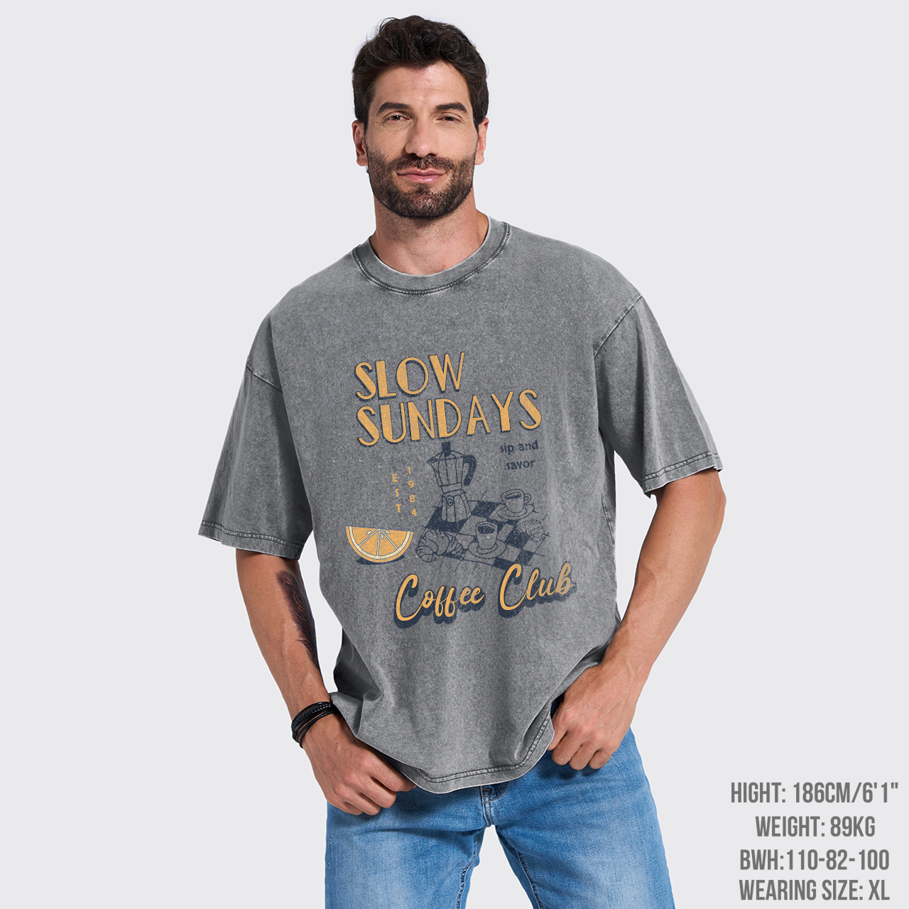 Retro Aesthetic Coffee Culture Garment-dye Tees