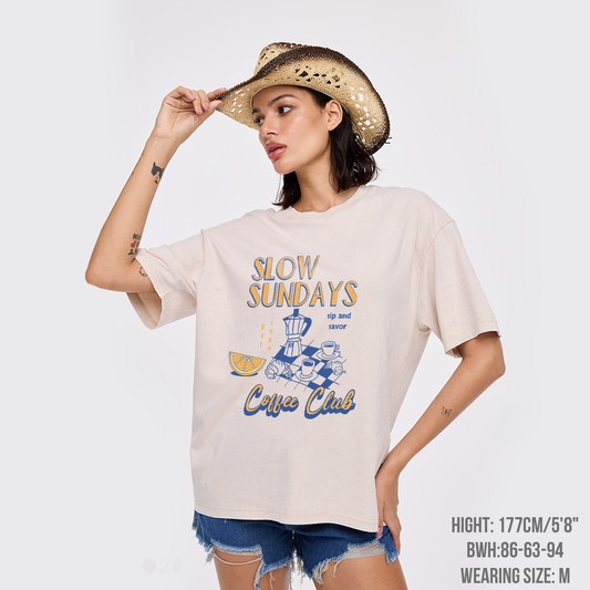 Retro Aesthetic Coffee Culture Garment-dye Tees