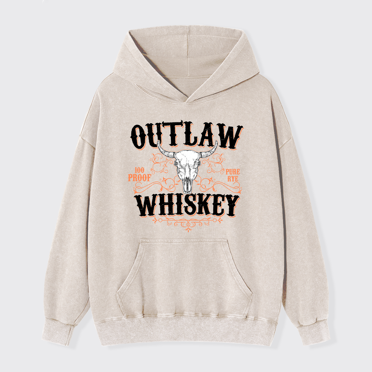 Outlaw Whiskey 100 Proof Pure Rye Garment-Dye Hoodies