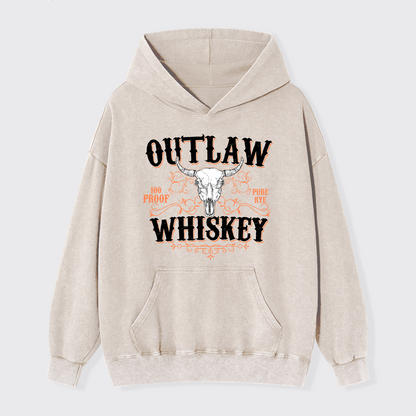 Outlaw Whiskey 100 Proof Pure Rye Garment-Dye Hoodies