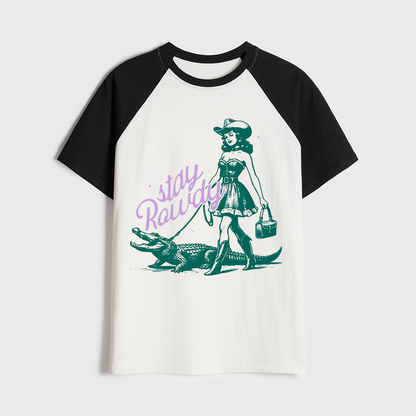 Stay Rowdy Retro Cowgirl Raglan T-shirts