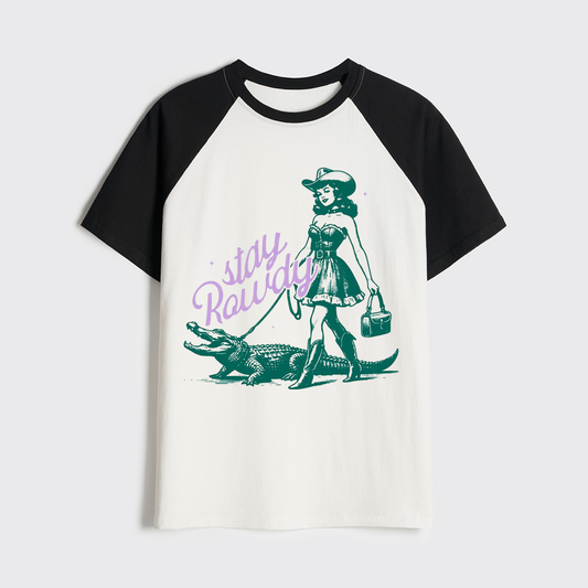 Stay Rowdy Retro Cowgirl Raglan T-shirts