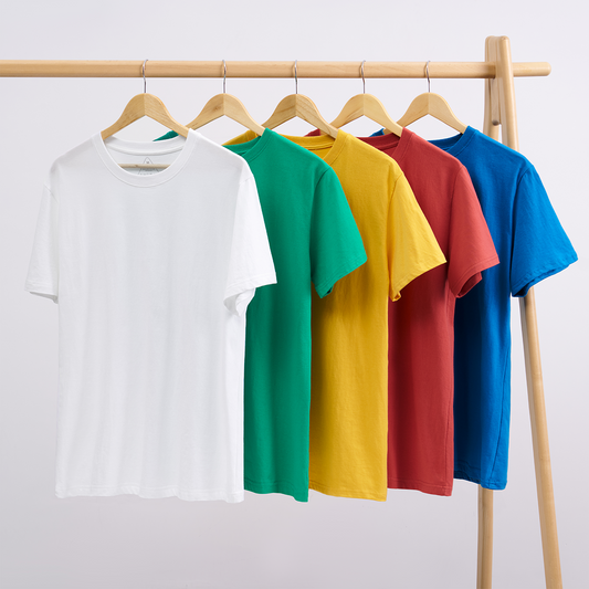Classic Tees 4 Pack:White,Christmas Green,Yellow,Red,Dark Blue