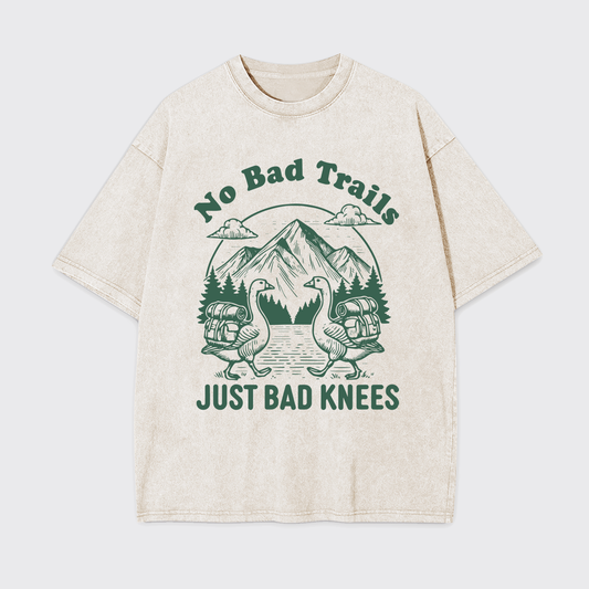 Hiking Goose-No Bad Trails Just Bad Knees Garment-dye Tees