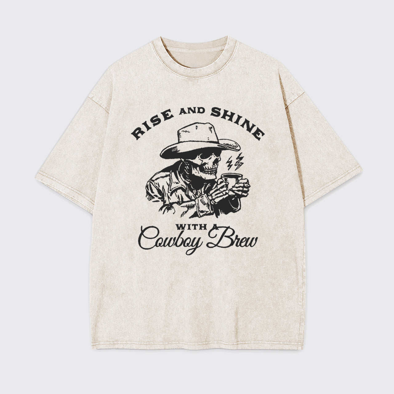 Cowboy Skeleton Funny Coffee Lover Garment-dye Tees
