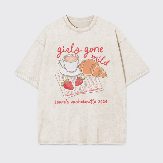 Espresso Coffee Croissant Strawberry Breakfast Garment-dye Tees