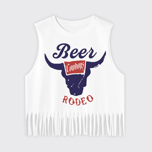 Retro Beer Rodeo Inspired Fringe Tank