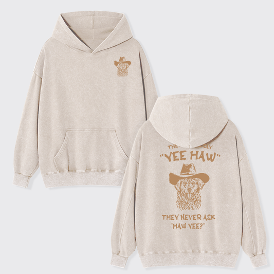 Yee Haw Western Dog Garment-Dye Hoodies